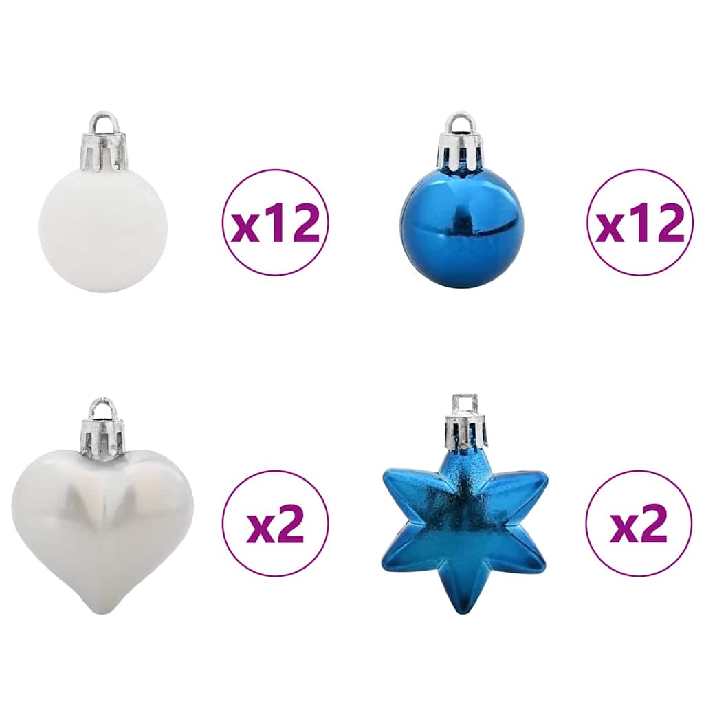 Christmas Bauble Set 40 pcs Blue and White